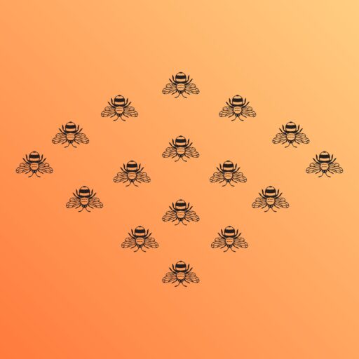 Bees arranged to look like the symbol for wi-fi.